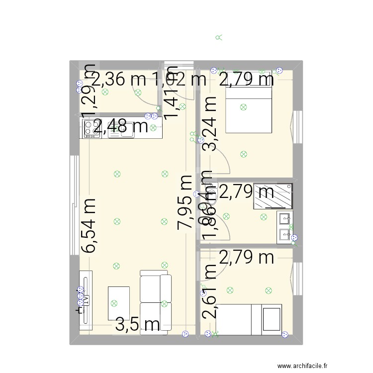 mais elec. Plan de 5 pièces et 49 m2