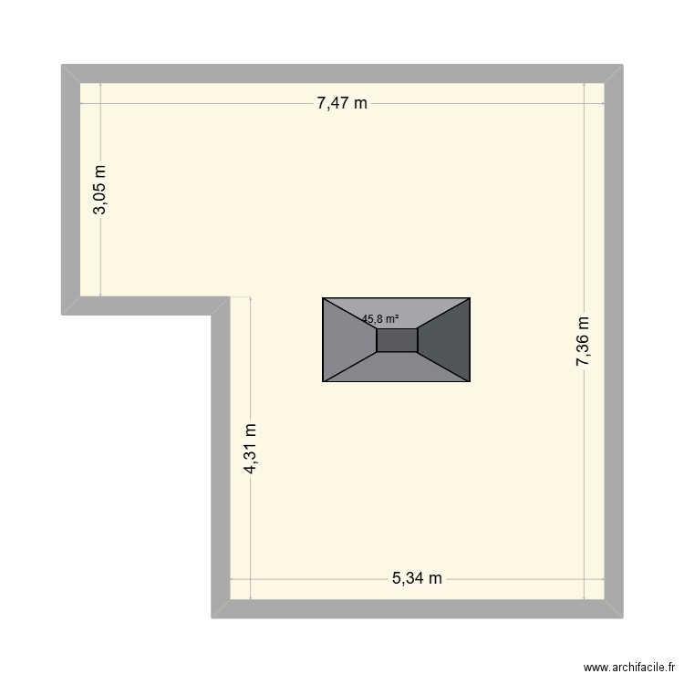 honfleur. Plan de 1 pièce et 46 m2