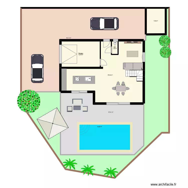 mounier lafare. Plan de 18  et 414 m²