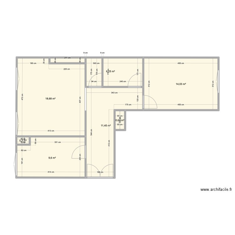 Berranger. Plan de 7 pièces et 61 m2