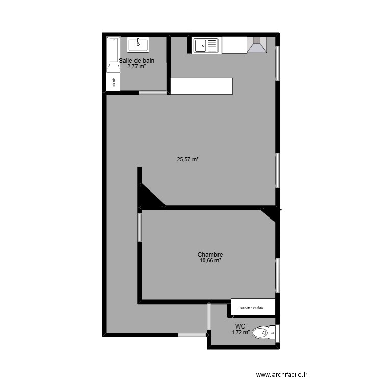 APPART ST HELIER. Plan de 6 pièces et 41 m2