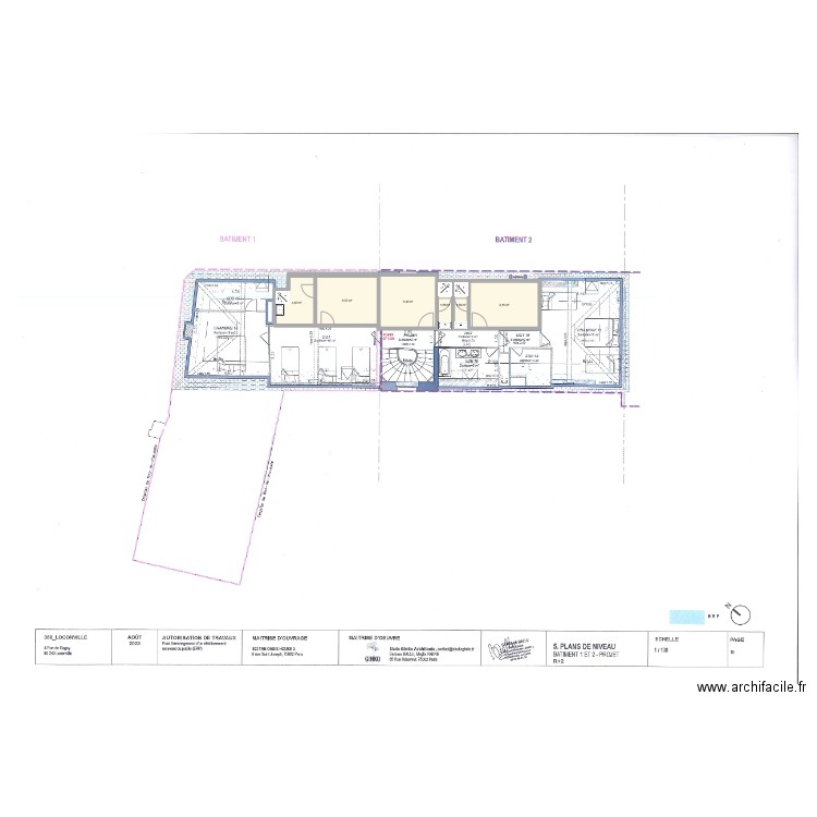 Loconville MP 2ème. Plan de 6 pièces et 35 m2