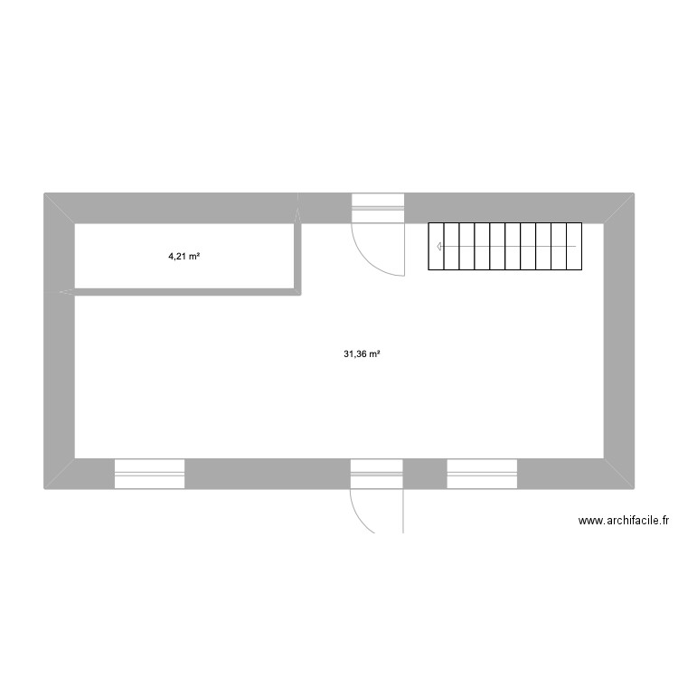 REZDECHAUSSEEE. Plan de 2 pièces et 36 m2