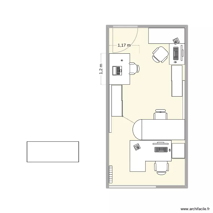 bureau cbrs - test2. Plan de 1  et 17 m²