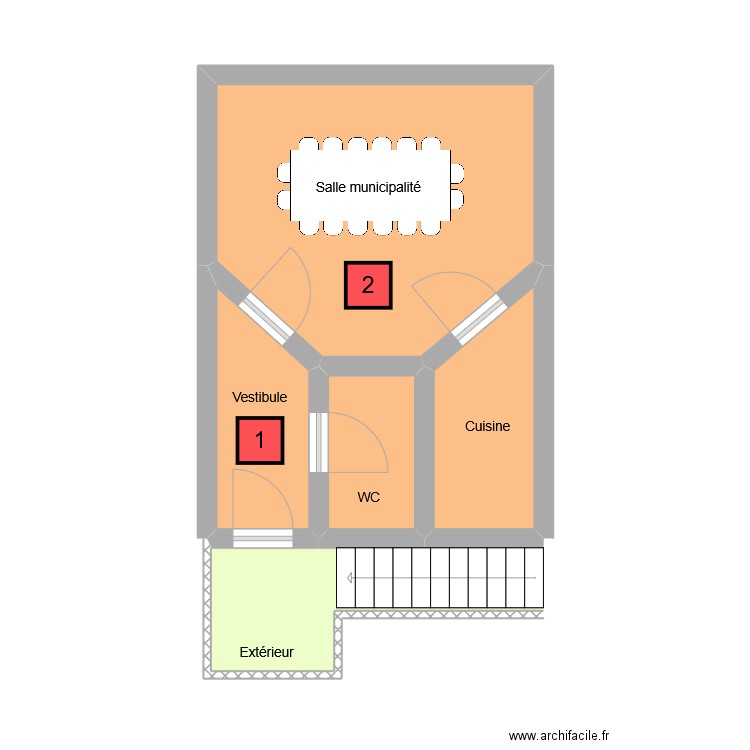 salle muni villars. Plan de 5 pièces et 28 m2
