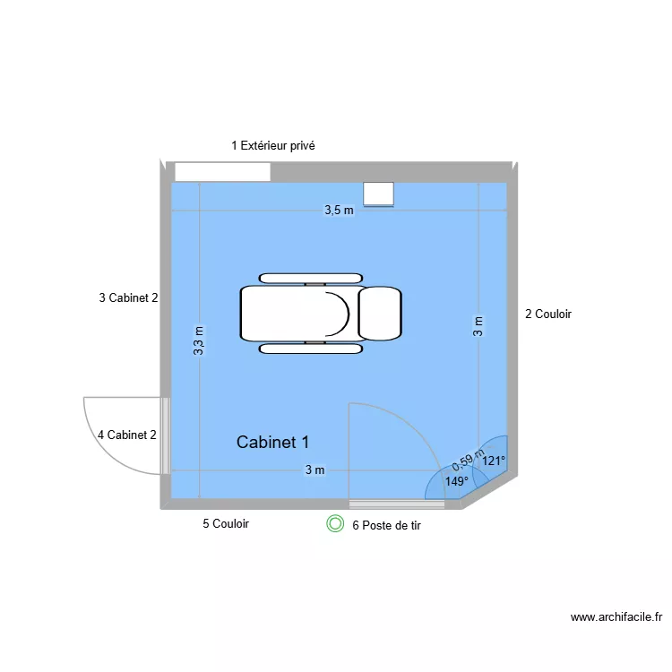 60703 Cabinet 1. Plan de 1  et 11 m²