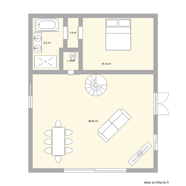 chervettes. Plan de 5 pièces et 70 m2