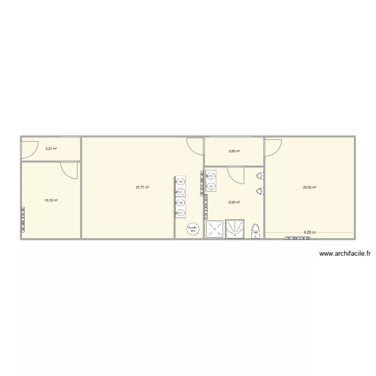 Vestiaire original. Plan de 6  et 75 m²