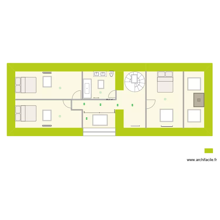 guergane etage. Plan de 1  et 86 m²