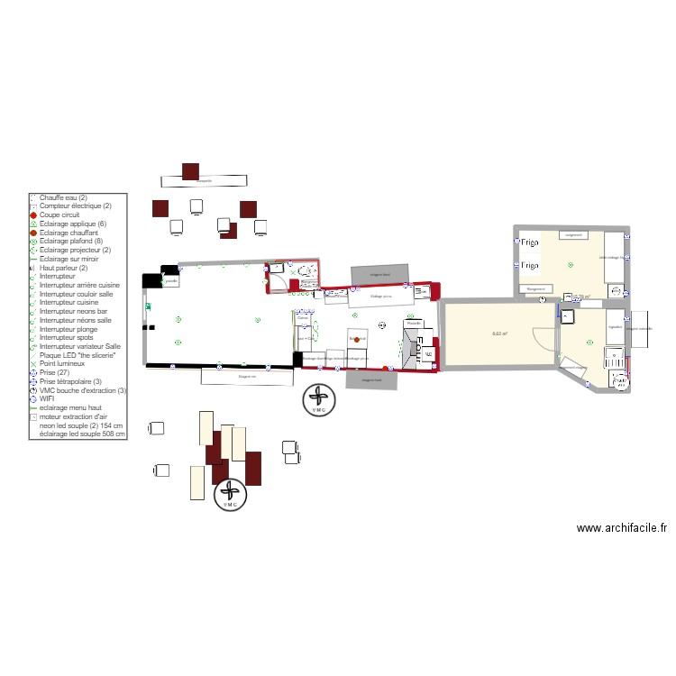 PLAN vidé avec detaille a faire. Plan de 2 pièces et 24 m2