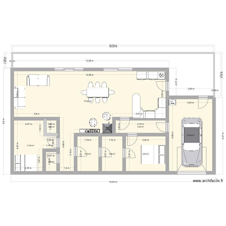 Maison 2. Plan de 9 pièces et 117 m2