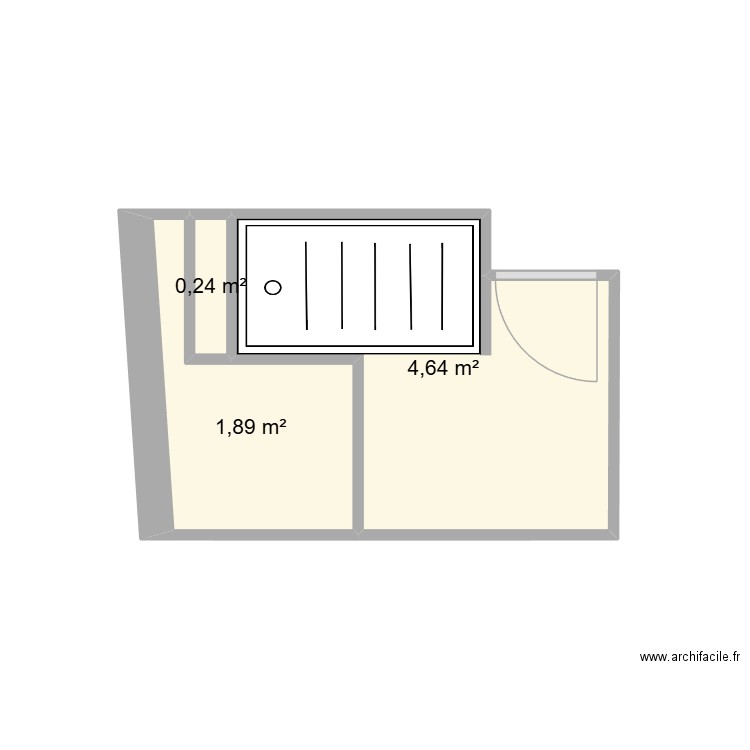 sdb v2. Plan de 3 pièces et 7 m2