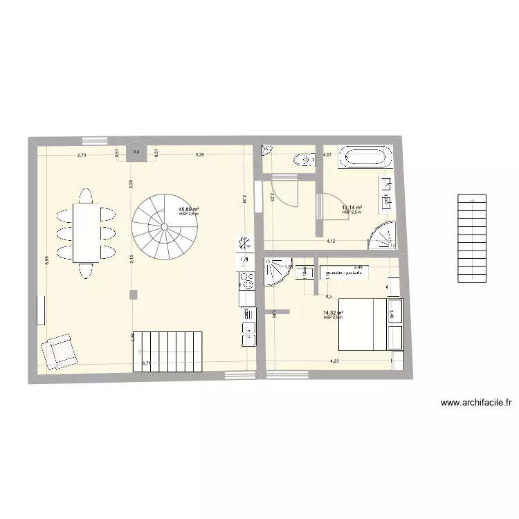Neffies V2. Plan de 8 pièces et 143 m²