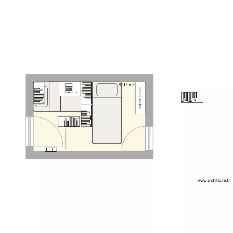 chambre enfant. Plan de 1  et 9 m²