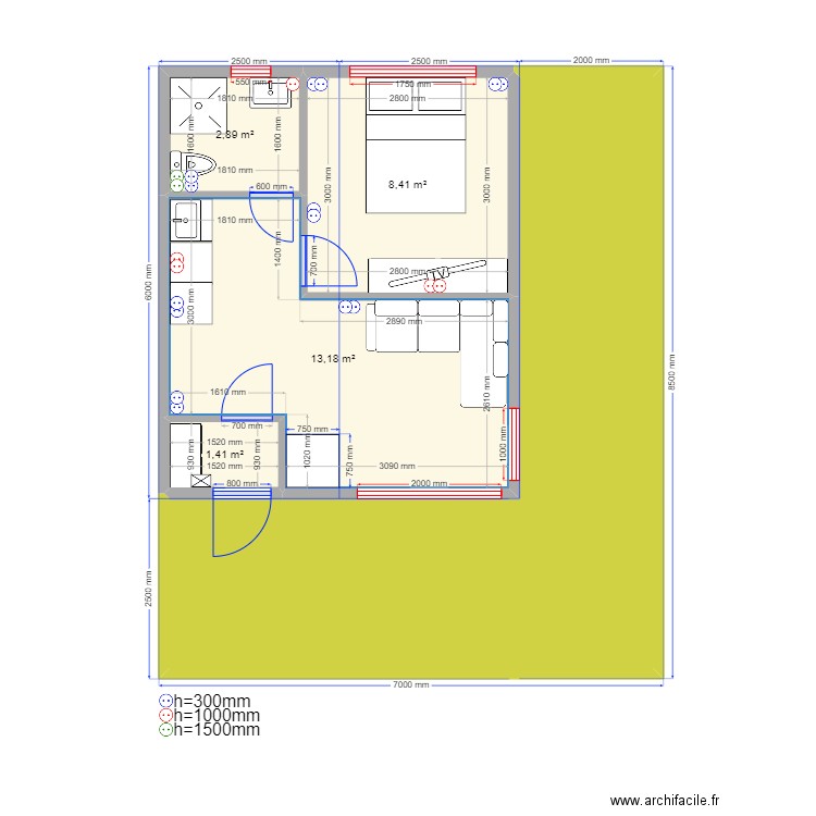 30 Мурманск эл. Plan de 5 pièces et 52 m2