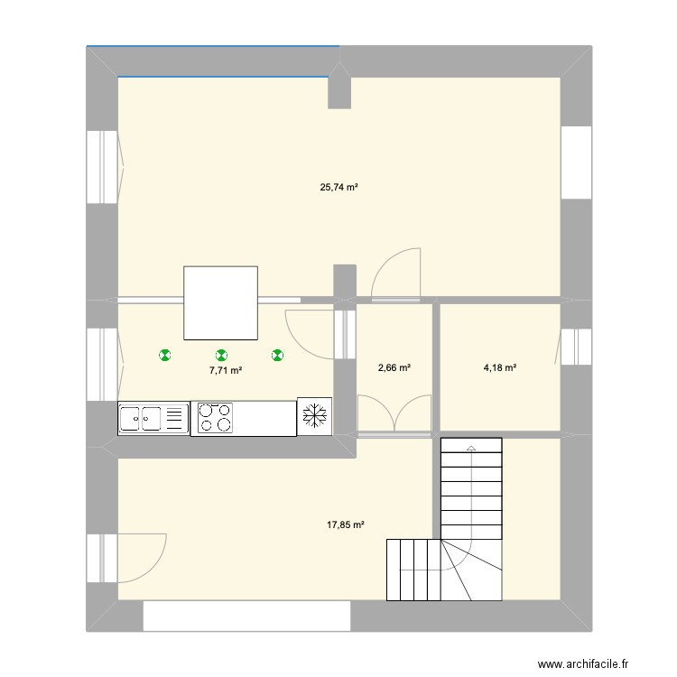 Grandpierre. Plan de 5 pièces et 58 m2