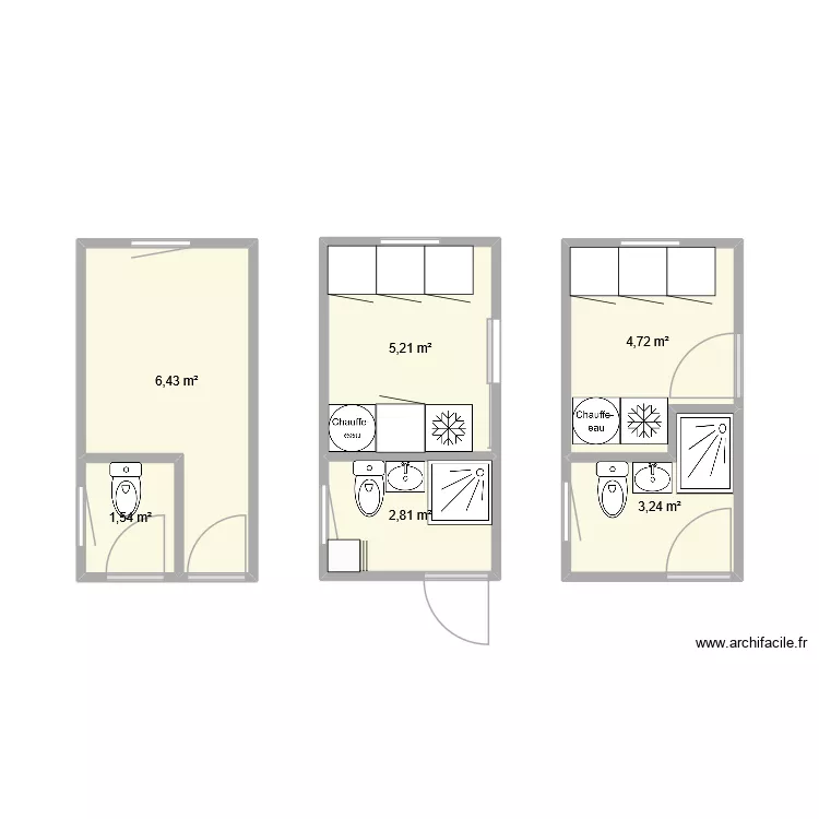 CHENES 2026-07 F2 Haut, rénov SDE. Plan de 6 et 24 m² CHENES 2026-07 F2 Haut, rénov SDE. Plan de 6 et 24 m²