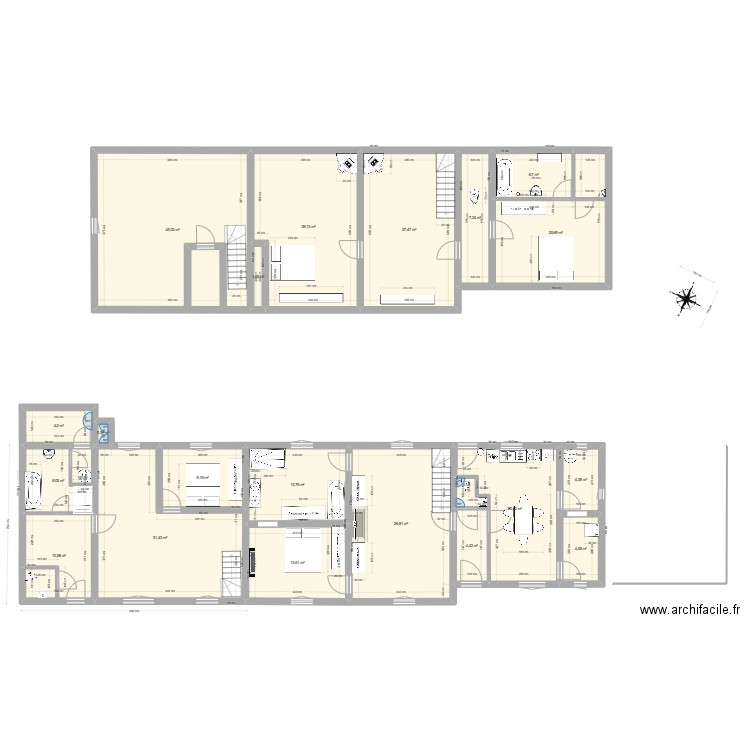 MAISON RDC global. Plan de 20 pièces et 292 m2