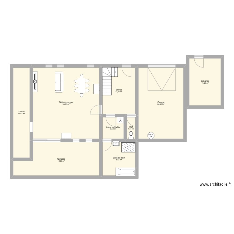 Plan actuel. Plan de 9 pièces et 126 m2