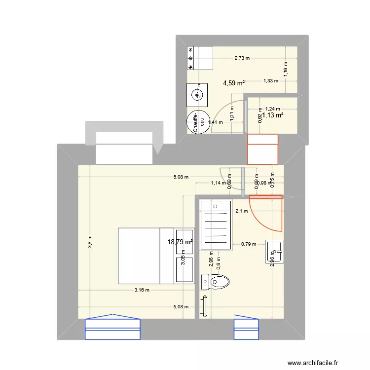 am&eacute;nagement ch2 SdE Clr. Plan de 3  et 25 m²