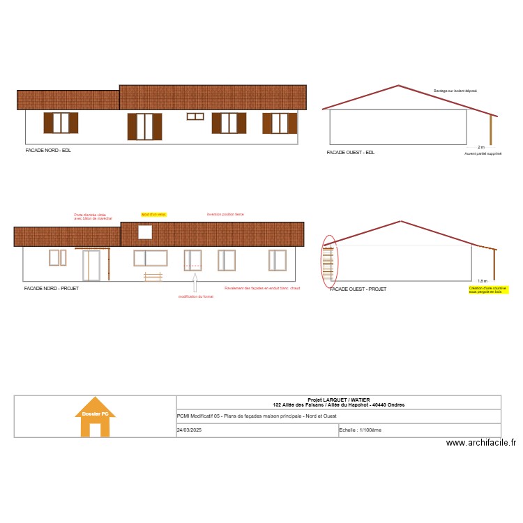 LARQUET/WATIER - PCMI05 mod - Facades Nord et Ouest V2. Plan de 0 pièce et 0 m2