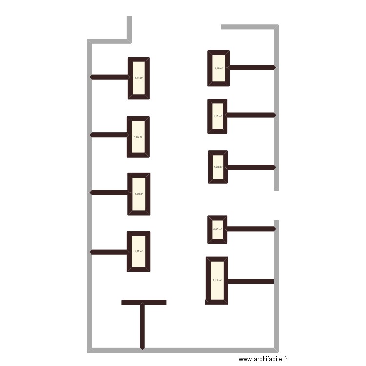 bureau INS. Plan de 9 pièces et 14 m2