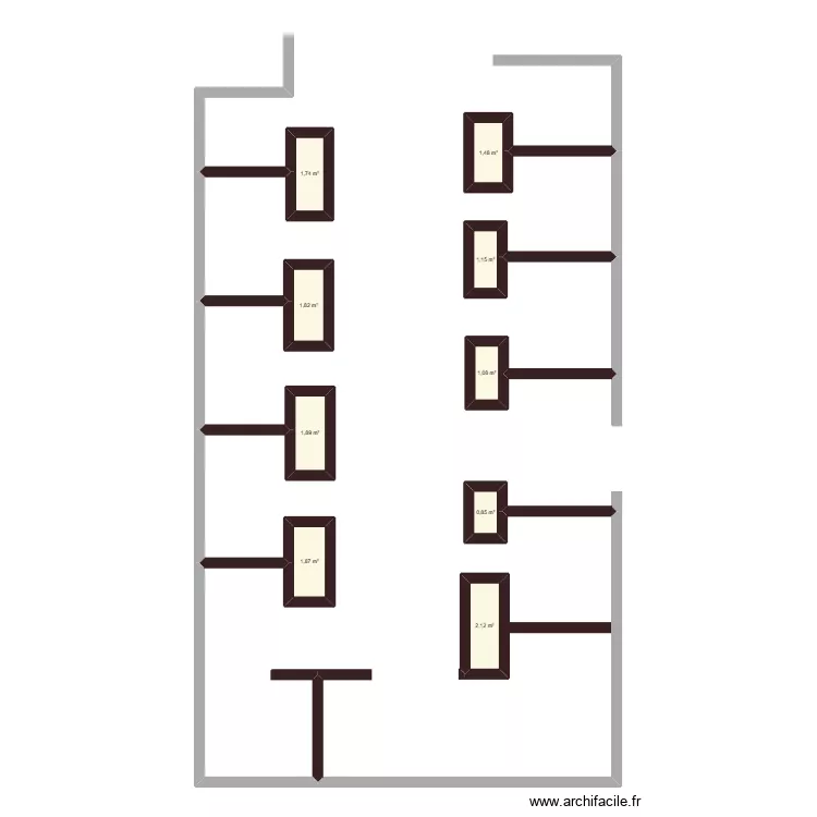 bureau INS. Plan de 9  et 14 m²