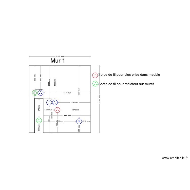 Mur 1. Plan de 0 pièce et 0 m2