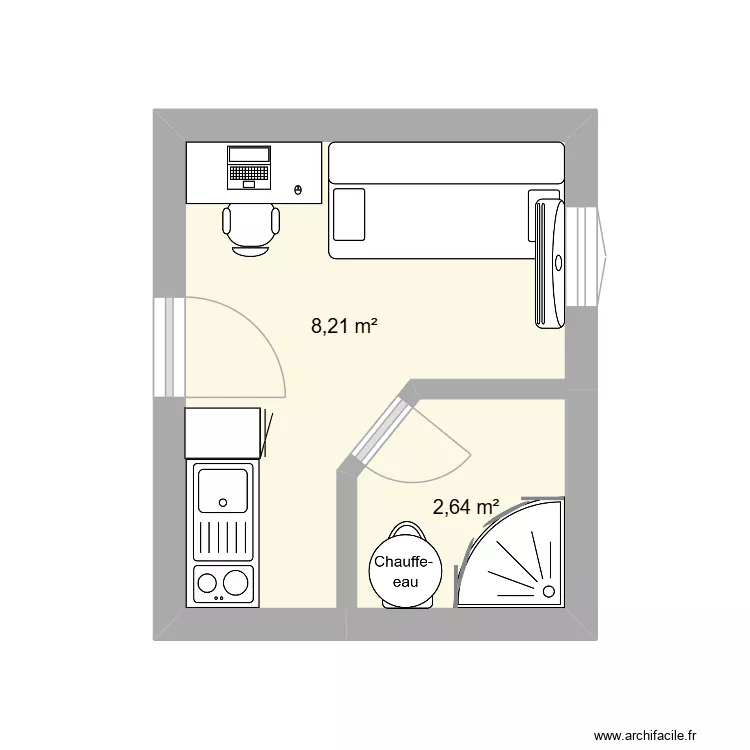 Chambre Etudiant (4). Plan de 2  et 11 m²