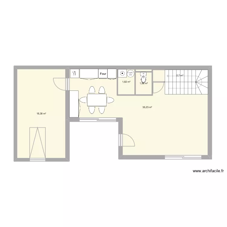 plan de base. Plan de 5 pièces et 67 m²