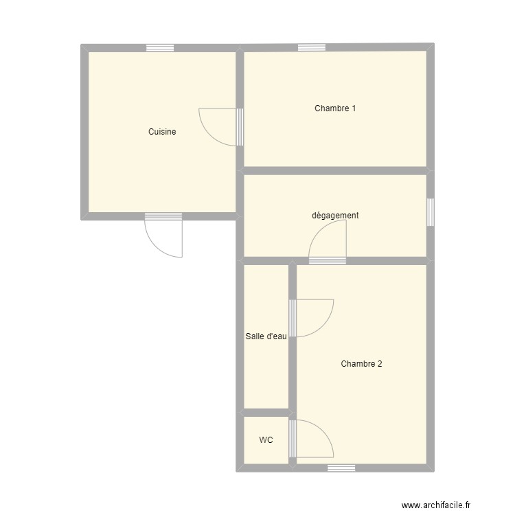 2éme etage. Plan de 6 pièces et 44 m2