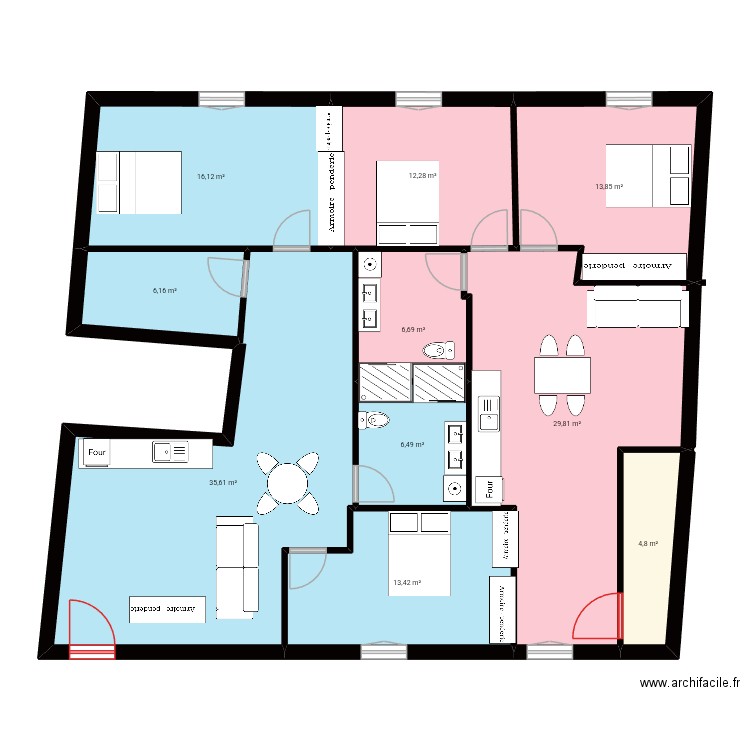 CATHERINE 2. Plan de 10 pièces et 145 m2