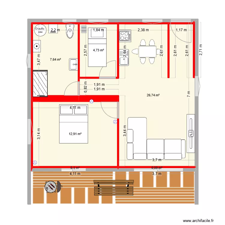 P1A-B. Plan de 6 pièces et 52 m² P1A-B. Plan de 6 pièces et 52 m²