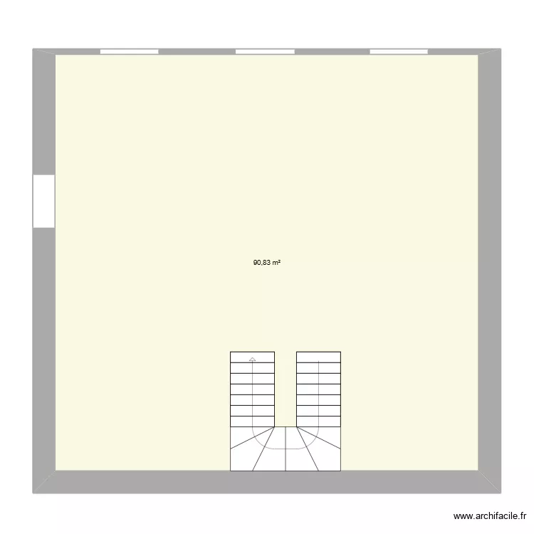 2ER VIERGE. Plan de 1  et 91 m²