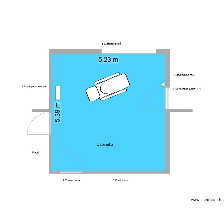 40255 Cabinet 2. Plan de 1 pièce et 28 m2