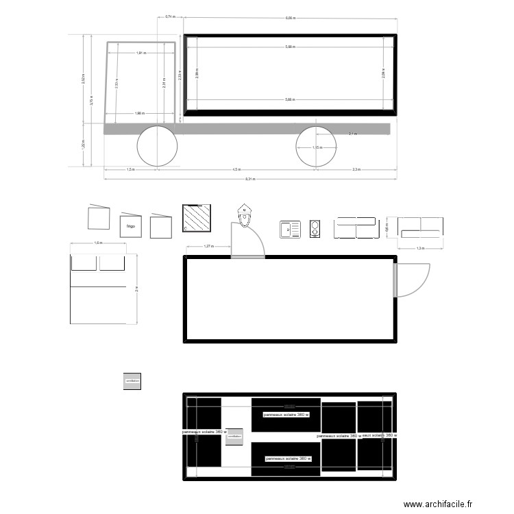cotes shelter. Plan de 4 pièces et 44 m2