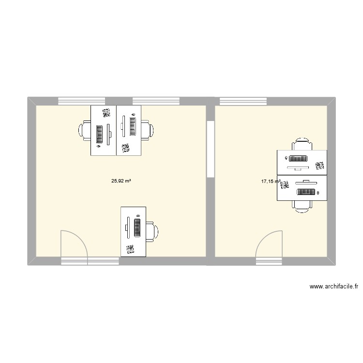 Stoum. Plan de 2 pièces et 43 m2