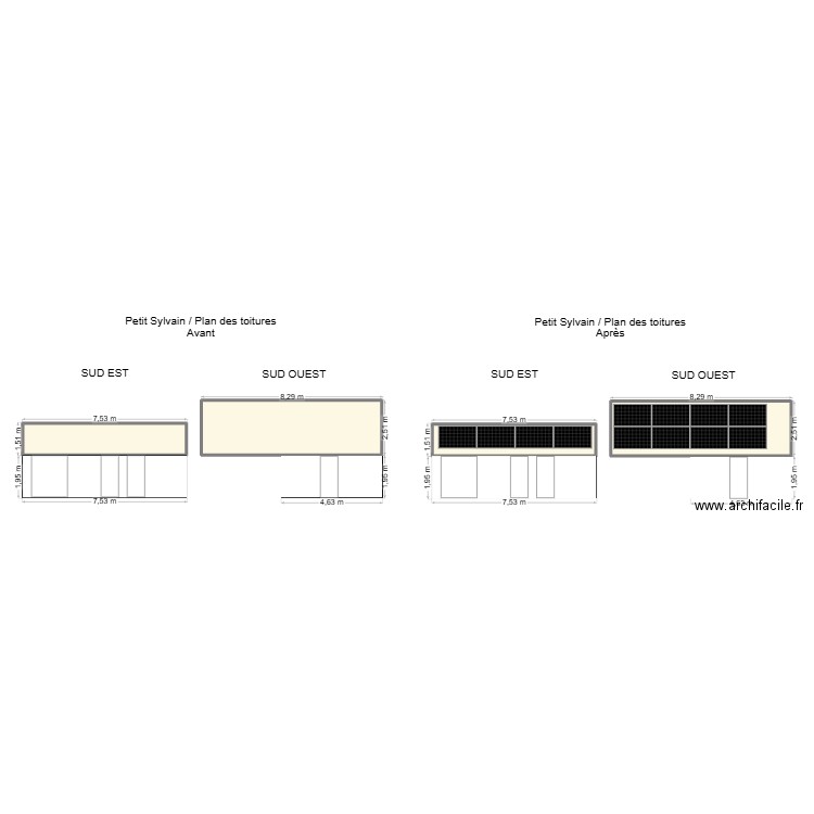 Petit Sylvain / Plan des toitures. Plan de 4 pièces et 61 m2