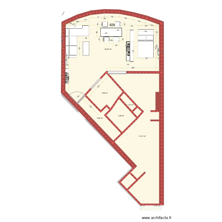 Glass v1. Plan de 6 pièces et 92 m2