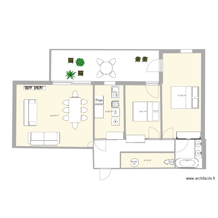 marseille. Plan de 5 pièces et 61 m2