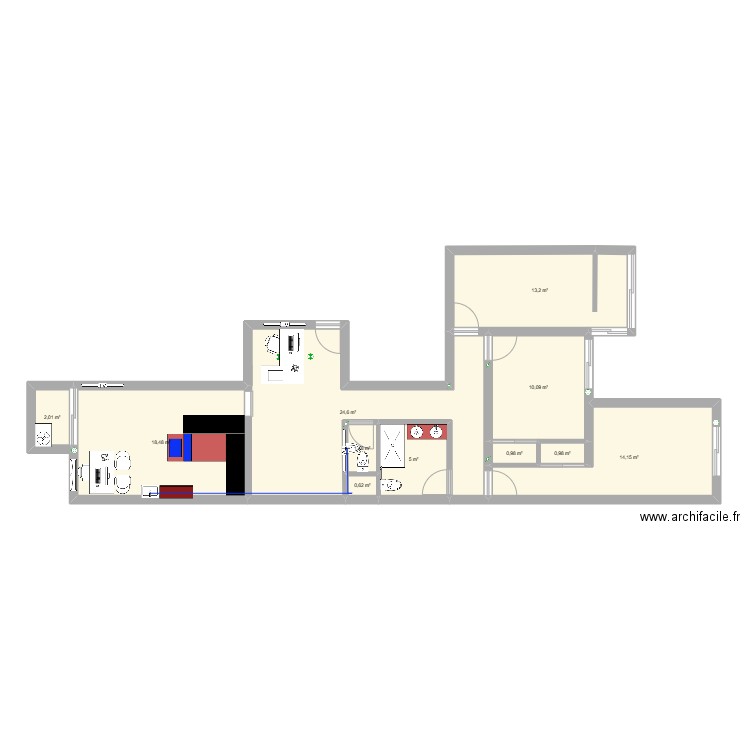 CABINET MEDICAL. Plan de 11 pièces et 92 m2