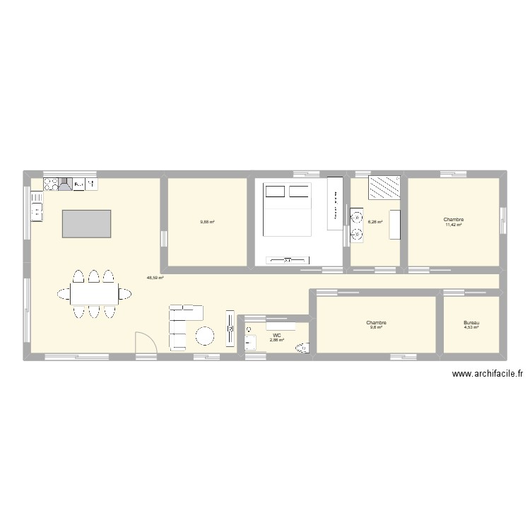 OUI. Plan de 7 pièces et 93 m2