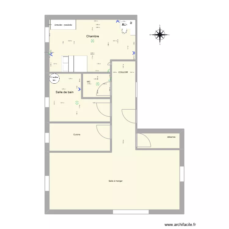 appartement f2 Habib Mendy AVANCE 60%. Plan de 6 pièces et 65 m²