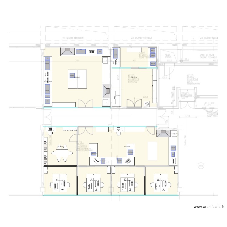 Labo Tolbiac. Plan de 8 pièces et 171 m2