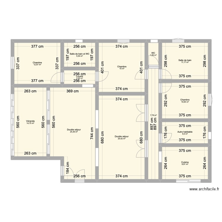 MAISON ROUSSEAUX. Plan de 13 pièces et 149 m2