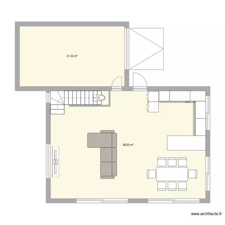 1sammanon. Plan de 2  et 77 m²
