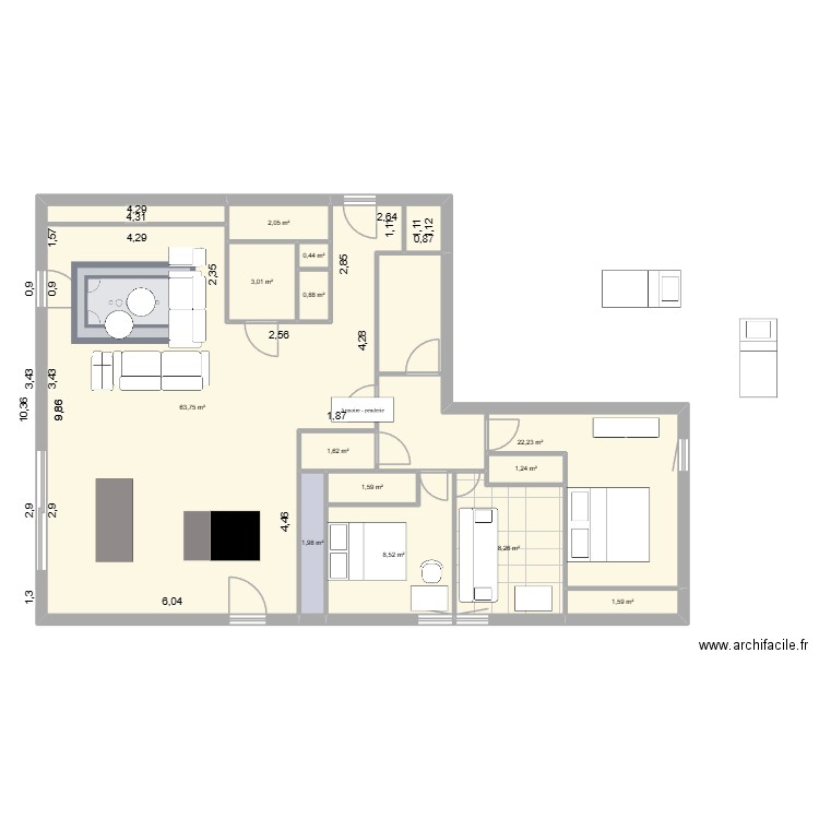 Appart dardilly_devis_reov. Plan de 13 pièces et 117 m2