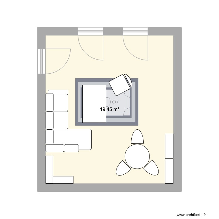 Salon. Plan de 1 pièce et 19 m2