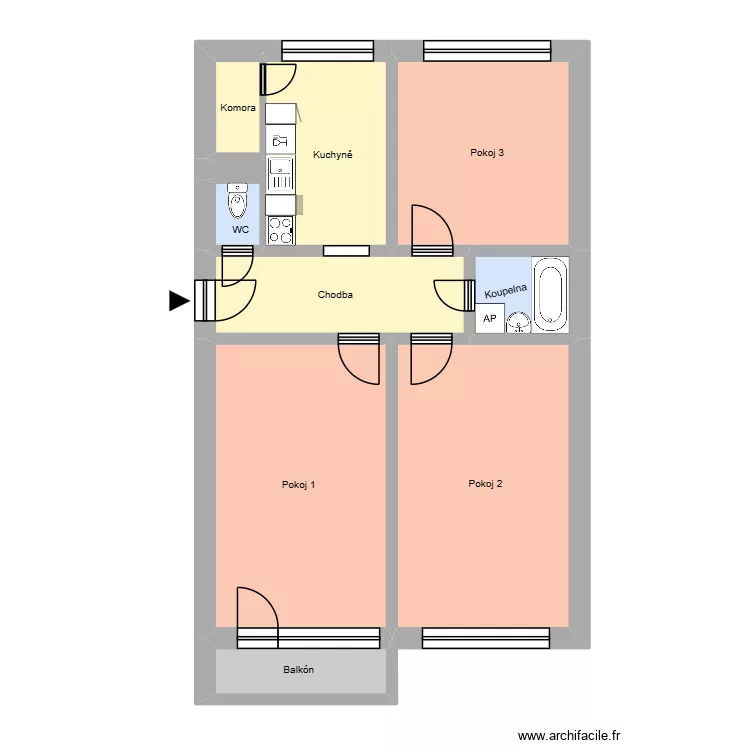 Slovensk&aacute; 2940, byt 6. Plan de 14  et 197 m²