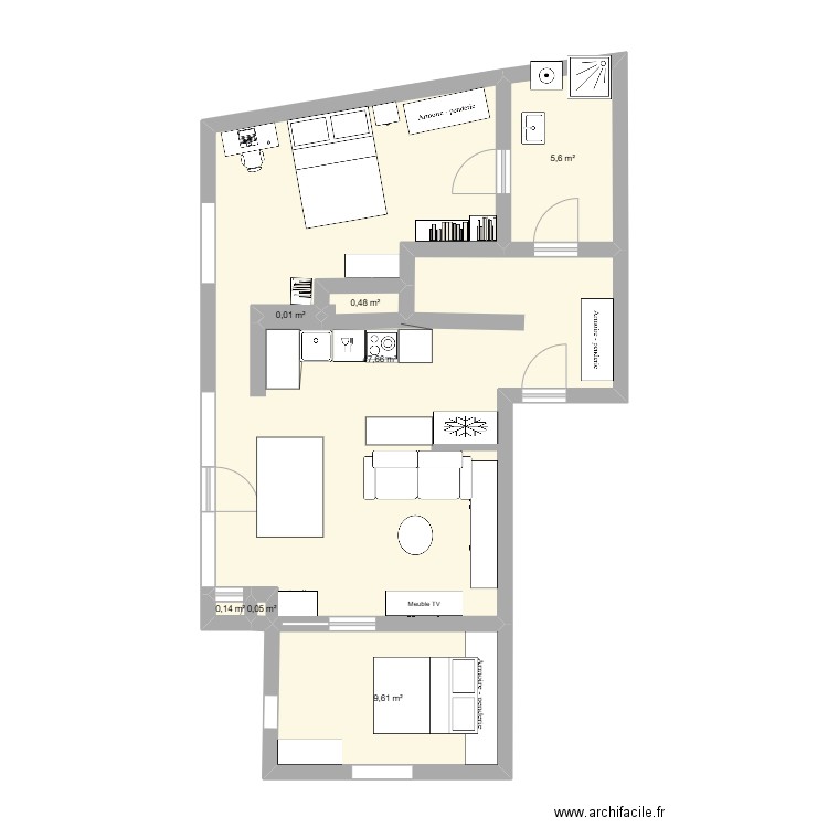AppartThumeries. Plan de 7 pièces et 64 m2